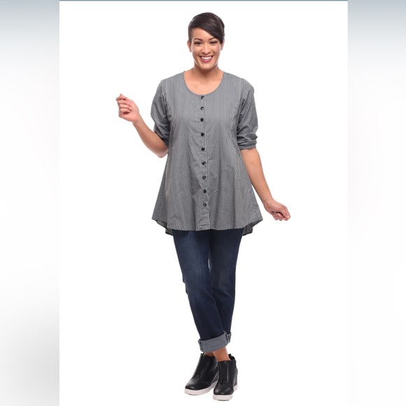 NWT NEW! TULIP brand XL Button down ivy jacket blouse Smock top oversized shirt - Picture 3 of 15